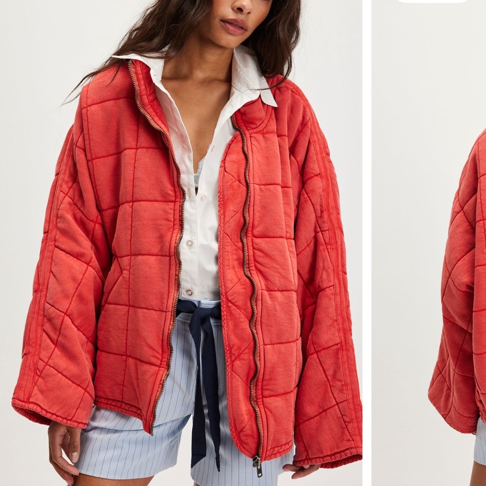 dolman quilted red jacket free people